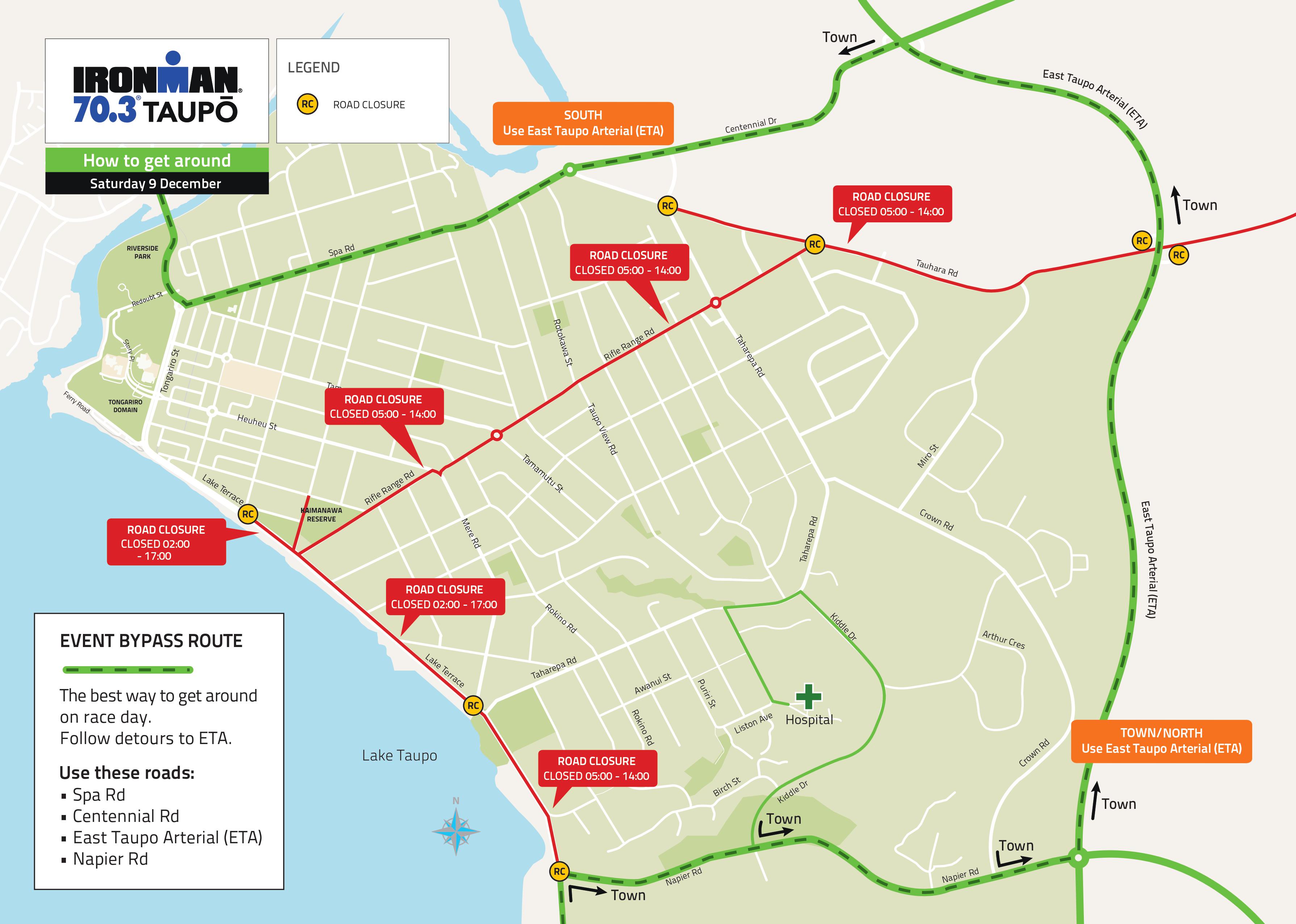 Road closures for 2023 IRONMAN 70.3 Taup Taup District Council